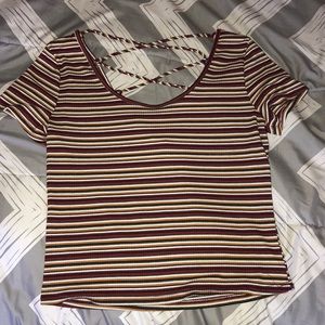 Striped shirt with crossed back